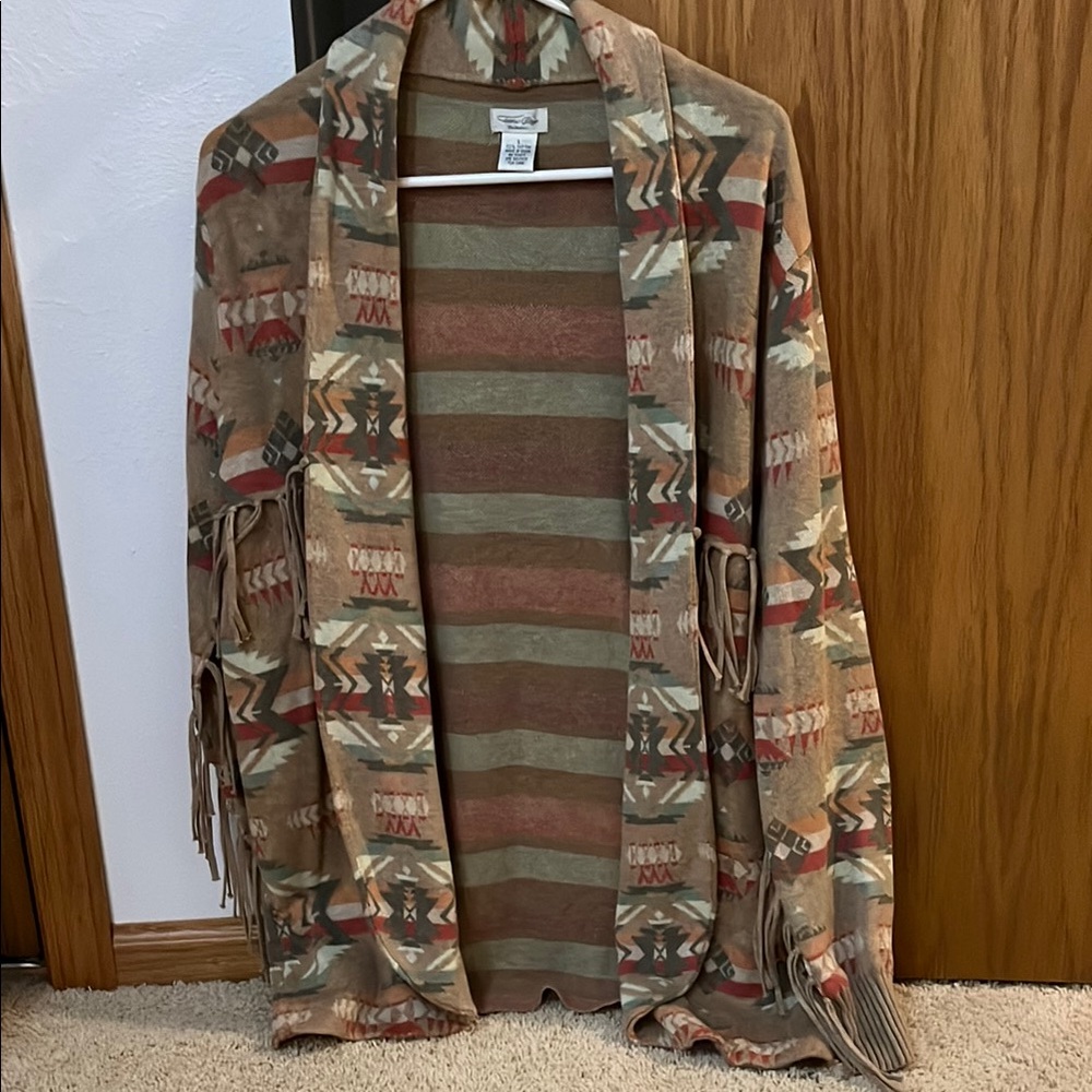 Southwestern Patterned Fringe Cardigan